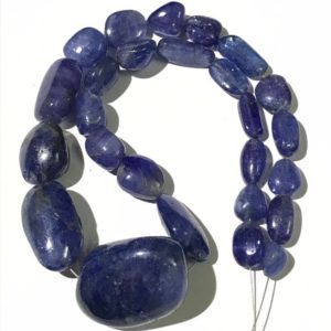 Shop Tanzanite Chip & Nugget Beads! AAAA+ Quality TANZANITE Gemstone Smooth Nuggets Beads/Natural 14” 12-18*9-11 mm H*W Tanzanite Strand/Beautiful Tanzanite Smooth Tumbles/Rare | Natural genuine chip Tanzanite beads for beading and jewelry making.  #jewelry #beads #beadedjewelry #diyjewelry #jewelrymaking #beadstore #beading #affiliate #ad