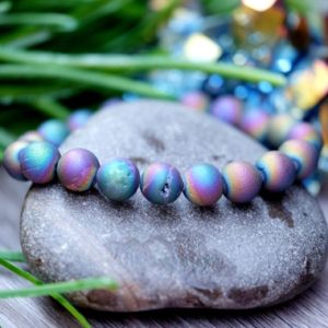 Druzy Rainbow Peacock Aura Agate Crystal 10mm 8mm 6mm Bracelet | Natural genuine Agate bracelets. Buy crystal jewelry, handmade handcrafted artisan jewelry for women.  Unique handmade gift ideas. #jewelry #beadedbracelets #beadedjewelry #gift #shopping #handmadejewelry #fashion #style #product #bracelets #affiliate #ad