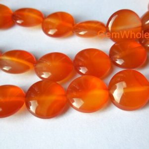 Shop Agate Bead Shapes! 15.5" AA Red agate smooth coin 14mm, Red gemstone coin, semi-precious stone, disc shape red agate DIY beads, gemstone wholesaler | Natural genuine other-shape Agate beads for beading and jewelry making.  #jewelry #beads #beadedjewelry #diyjewelry #jewelrymaking #beadstore #beading #affiliate #ad
