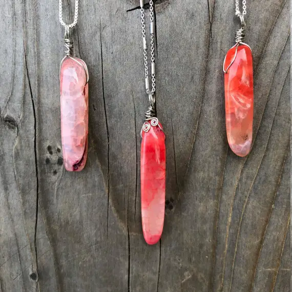 Agate; Red Agate; Agate Pendant; Agate Necklace; Chakra Jewelry; Reiki Jewelry; Natural Stone; Sterling Silver