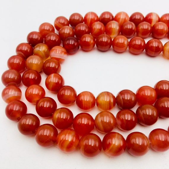 Natural Red Stripe Agate Smooth Round Beads 6mm 8mm 10mm 12mm Approx 15.5" Str