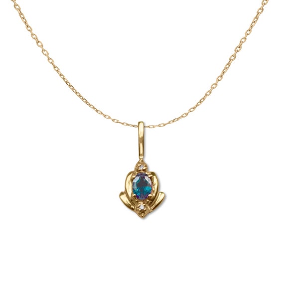 Alexandrite Pendant  Necklace.natural Color Change  In 14k Gold With Certifcate. Free Shipping In The Usa