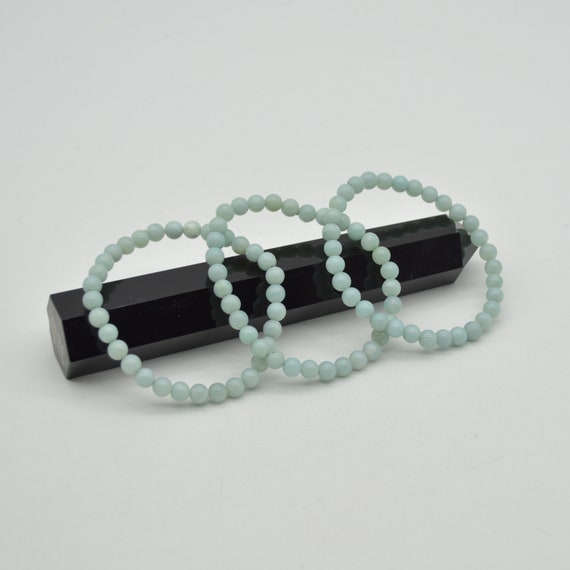 Natural Amazonite Semi-precious Gemstone Round Beads Sample Strand / Bracelet - 6mm, 8mm Sizes 7.5"