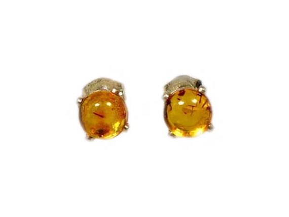 Baltic Amber Earrings Gift For Her Honey Amber Studs Magic Amulet Resting Soul Place Golden Amber Cab Jewelry 19th Century Gemstone #27317