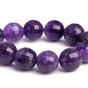 Shop Amethyst Faceted Beads! 10MM Amethyst Beads Grade AAA Genuine Natural Micro Faceted Square Cut Round Loose Beads 7.5" BULK LOT 1,3,5,10 and 50 (103112h-670) | Natural genuine faceted Amethyst beads for beading and jewelry making.  #jewelry #beads #beadedjewelry #diyjewelry #jewelrymaking #beadstore #beading #affiliate #ad
