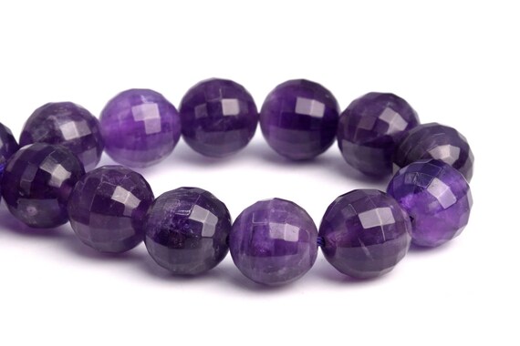 10mm Amethyst Beads Grade Aaa Genuine Natural Micro Faceted Square Cut Round Loose Beads 7.5" Bulk Lot 1,3,5,10 And 50 (103112h-670)