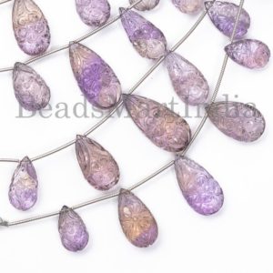 Extremely Rare 5 Pieces Ametrine Flower Carving Beads, Ametrine Pear Shape Flower Carving Beads, Ametrine Heart Shape Beads, Ametrine Beads | Natural genuine other-shape Gemstone beads for beading and jewelry making.  #jewelry #beads #beadedjewelry #diyjewelry #jewelrymaking #beadstore #beading #affiliate #ad