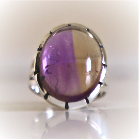 Ametrine Ring-handmade Jewelry-925 Sterling Silver Ring-promise Ring,christmas Gift-purple Amethyst And Citrine Combination Ring,navajo Ring