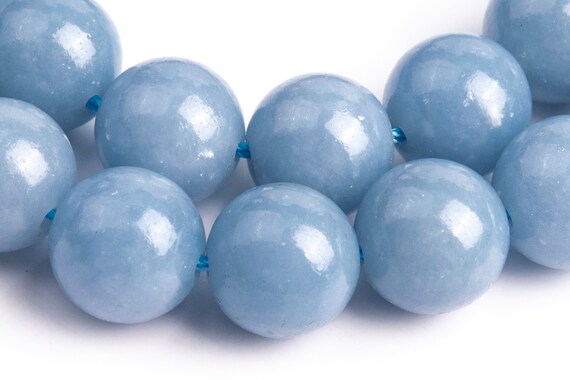 Genuine Natural Angelite Gemstone Beads 10mm Blue Round Aaa Quality Loose Beads (111086)