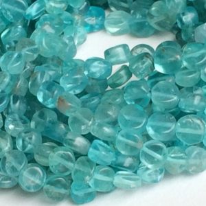 5mm Blue Apatite Beads, Sky Blue Apatite Plain Coin Beads, Apatite Gemstone, 13 Inches Blue Apatite For Necklace | Natural genuine other-shape Gemstone beads for beading and jewelry making.  #jewelry #beads #beadedjewelry #diyjewelry #jewelrymaking #beadstore #beading #affiliate #ad