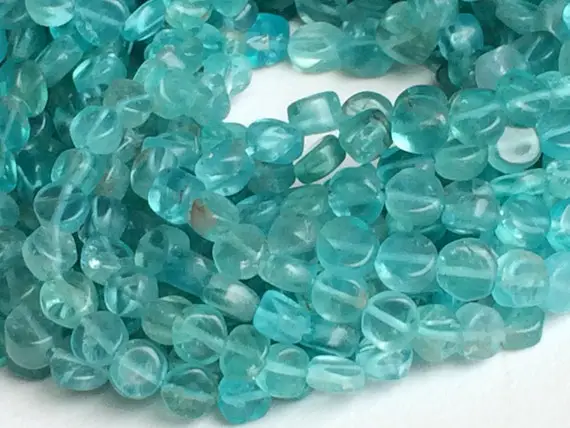 5mm Blue Apatite Beads, Sky Blue Apatite Plain Coin Beads, Apatite Gemstone, 13 Inches Blue Apatite For Necklace