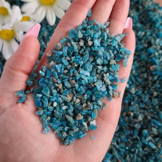 Tiny Rough Apatite 1-5 Mm Crystal Chips, Bulk Lots Of Blue And Brown Gemstone Sand For Jewelry, Decor, Or Crystal Grids