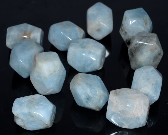 24x16-18x14mm  Aquamarine Gemstone Grade A Faceted Nugget Drum Loose Beads   (80001505-a99)