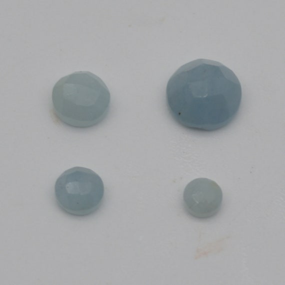 Grade Aa Natural Aquamarine Semi-precious Gemstone Rose Cut Round Cabochon - 4mm, 5mm, 6mm, 8mm Sizes