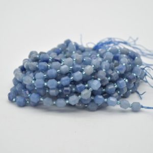 Shop Aventurine Faceted Beads! Grade A Natural Blue Aventurine Semi-precious Gemstone Double Tip FACETED Round Beads – 7mm x 8mm – 15.5" strand | Natural genuine faceted Aventurine beads for beading and jewelry making.  #jewelry #beads #beadedjewelry #diyjewelry #jewelrymaking #beadstore #beading #affiliate #ad