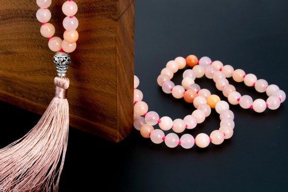 8mm Pink Aventurine Mala Beads 108 Pcs Grade Aaa Necklace 41" Natural Round Gemstone With Tassel Bulk Lot 1,3,5,10,50 (106819-082)