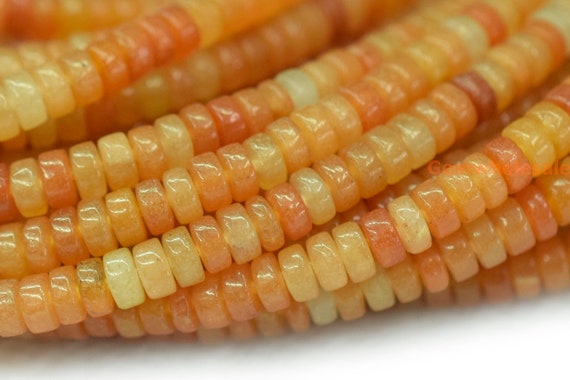 15.5" 2x4mm Yellow Red Aventurine Heishi Beads, Genuine Orange Diy Gemstone Jewelry Beads Bgxo