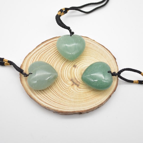 Natural Green Aventurine Heart Semi-precious Gemstone Pendant - 3cm - 3.5cm
