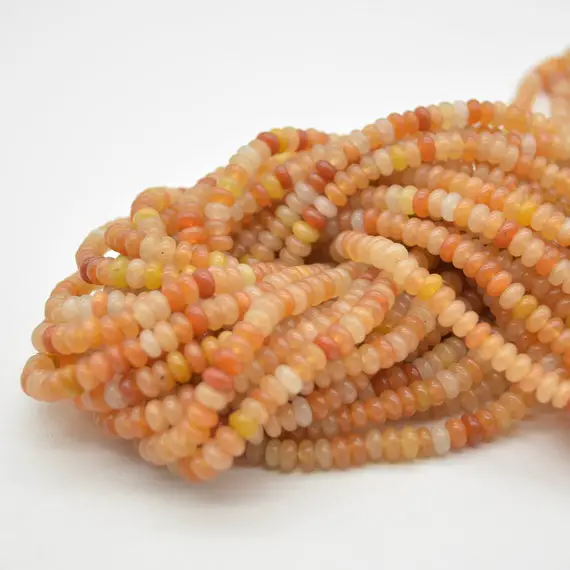 Natural Orange Aventurine Semi-precious Gemstone Rondelle / Spacer Beads - 5mm X 3mm - 15" Strand