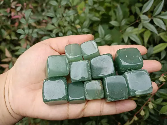 Green Aventurine Tumbled Stone Cube Shaped