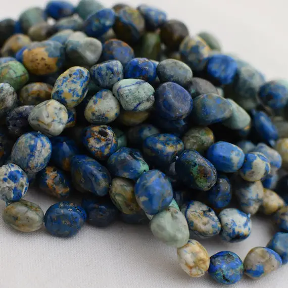 Azurite  Gemstone Pebble Tumblestone Nugget Beads - 7mm - 10mm - 15" Strand