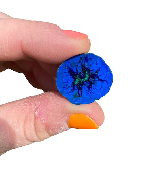 Azurite Crystal One Side Polished - Azurite Malachite Stone - Raw Blueberry Azurite Geode - Azurite Blueberry - Raw Malachite Azurite Geode