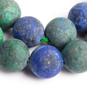 Shop Azurite Beads! Azurite Gemstone Beads 10MM Matte Green & Blue Round AAA Quality Loose Beads (101262) | Natural genuine beads Azurite beads for beading and jewelry making.  #jewelry #beads #beadedjewelry #diyjewelry #jewelrymaking #beadstore #beading #affiliate #ad