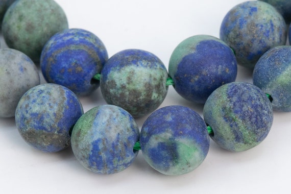 Azurite Gemstone Beads 8mm Matte Green & Blue Round Aaa Quality Loose Beads (101261)