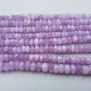Shop Kunzite Beads! Bead Natural Kunzite rondelle faceted ( bati) 6 to 9mm graduated 8" each | Natural genuine beads Kunzite beads for beading and jewelry making.  #jewelry #beads #beadedjewelry #diyjewelry #jewelrymaking #beadstore #beading #affiliate #ad