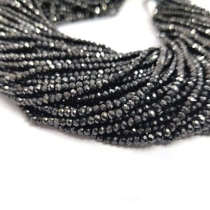 Black Spinel Loose Gemstone Beads 3mm AAA Natural Isreal Cutting Spinel Faceted Rondelle Beads 13" | Natural genuine rondelle Black Tourmaline beads for beading and jewelry making.  #jewelry #beads #beadedjewelry #diyjewelry #jewelrymaking #beadstore #beading #affiliate #ad