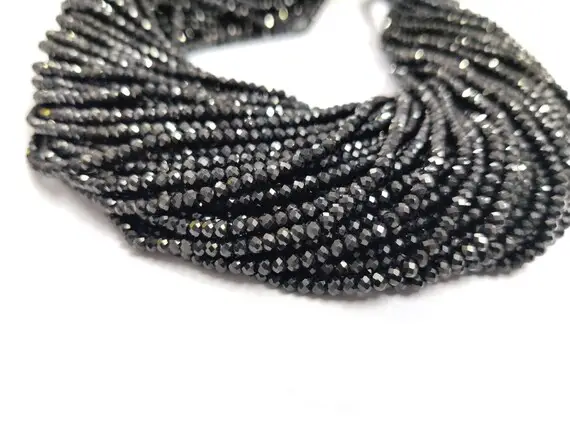 Black Spinel Loose Gemstone Beads 3mm Aaa Natural Isreal Cutting Spinel Faceted Rondelle Beads 13"