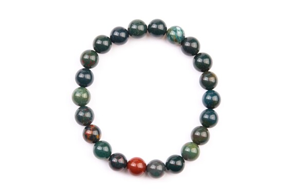 8mm Dark Green Blood Stone Beads Bracelet Grade Aaa Genuine Natural Round Gemstone 7" Bulk Lot Options (106658h-1353)