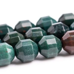 Shop Bloodstone Faceted Beads! 8MM Dark Green Blood Stone Beads Faceted Bicone Barrel Drum Grade AAA Genuine Natural Loose Beads 15" / 7.5" Bulk Lot Options (117565) | Natural genuine faceted Bloodstone beads for beading and jewelry making.  #jewelry #beads #beadedjewelry #diyjewelry #jewelrymaking #beadstore #beading #affiliate #ad