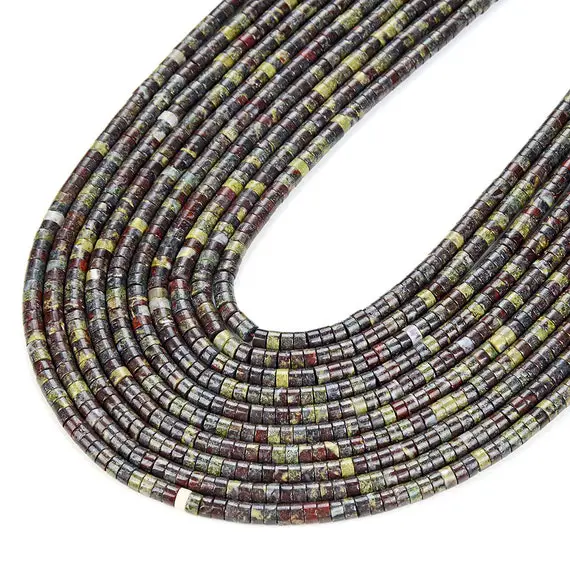 4x2mm Dragon Blood Stone Gemstone Heishi Discs Beads Loose Beads Bulk Lot 1,2,6,12 And 50 (p17)