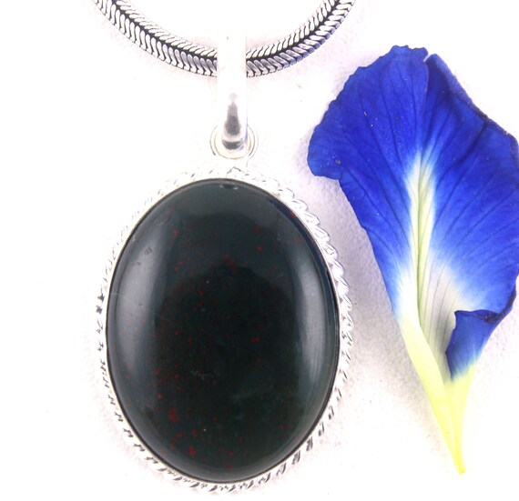 Sterling Silver Pendants,blood Stone Pendant,oval Shape,gift For Women,blood,pendant,silver Pendant,blood Stone,necklace Pendants,wholesale