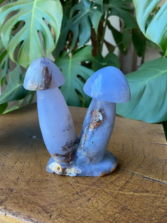 Blue Chalcedony Mushroom Figurine, Mushroom