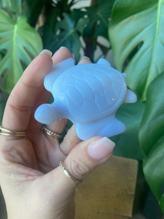 Blue Chalcedony Sea Turtle Figurine