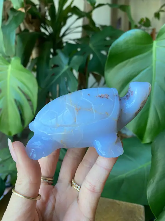 Blue Chalcedony Turtle Figurine