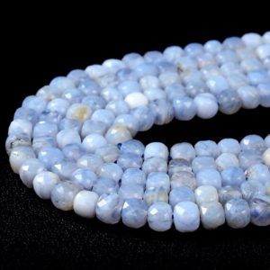 Shop Blue Lace Agate Faceted Beads! 4-5MM Natural Blue Lace Agate Gemstone Grade AA Micro Faceted Cube Loose Beads (P44) | Natural genuine faceted Blue Lace Agate beads for beading and jewelry making.  #jewelry #beads #beadedjewelry #diyjewelry #jewelrymaking #beadstore #beading #affiliate #ad