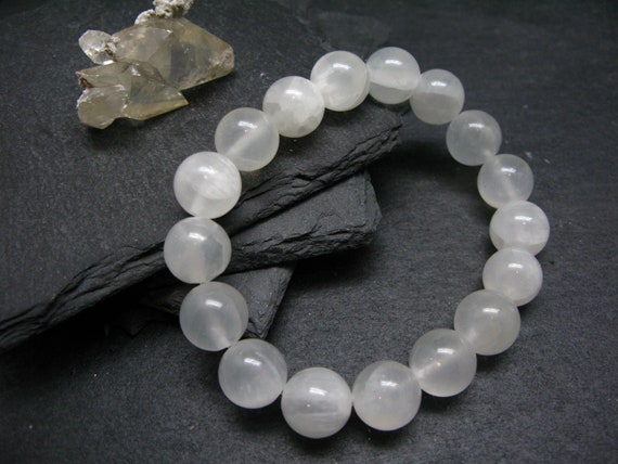 White Calcite Genuine Bracelet ~ 7 Inches  ~ 12mm  Round Beads
