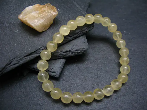 Yellow Calcite Genuine Bracelet ~ 7 Inches  ~ 8mm  Round Beads