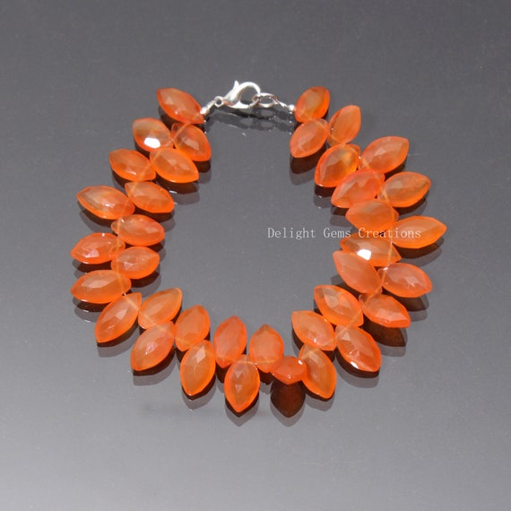 Faceted Marquise Fancy Carnelian Beads Bracelet-beaded Bracelet-13x7.5mm-14.5x8mm-8 Inch Bracelet-faceted Marquise-partywear-christmas Gift