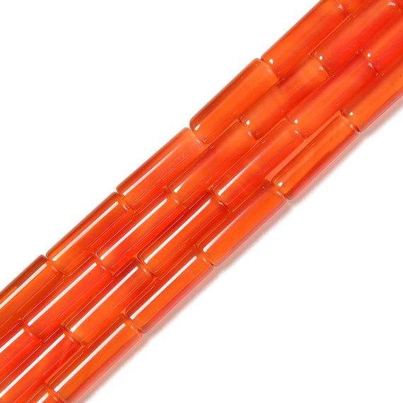 Natural Carnelian Cylinder Tube Beads Size 4x13mm 15.5'' Strand