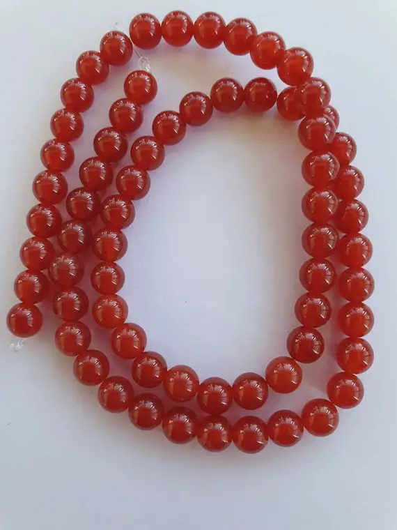 Carnelian 6mm Round Beads. Red Orange Colour. Approx 66 Beads. 16 Inch/40cm Strand.