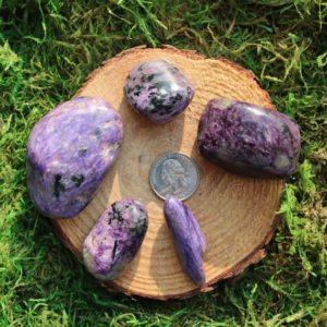 Shop Charoite Stones & Crystals! Purple Charoite Tumbled Pieces #A-T | Natural genuine stones & crystals in various shapes & sizes. Buy raw cut, tumbled, or polished gemstones for making jewelry or crystal healing energy vibration raising reiki stones. #crystals #gemstones #crystalhealing #crystalsandgemstones #energyhealing #affiliate #ad