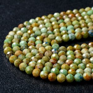 Shop Chrysocolla Faceted Beads! 4MM Natural Chrysocolla Gemstone Grade A Micro Faceted Round Loose Beads 15 inch Full Strand (80009436-P32) | Natural genuine faceted Chrysocolla beads for beading and jewelry making.  #jewelry #beads #beadedjewelry #diyjewelry #jewelrymaking #beadstore #beading #affiliate #ad