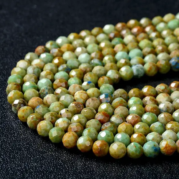 4mm Natural Chrysocolla Gemstone Grade A Micro Faceted Round Loose Beads 15 Inch Full Strand (80009436-p32)
