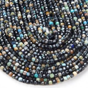 Shop Chrysocolla Faceted Beads! 4MM Natural Chrysocolla Gemstone Micro Faceted Diamond Cut Cube Loose Beads BULK LOT 1,2,6,12 and 50 (P41) | Natural genuine faceted Chrysocolla beads for beading and jewelry making.  #jewelry #beads #beadedjewelry #diyjewelry #jewelrymaking #beadstore #beading #affiliate #ad