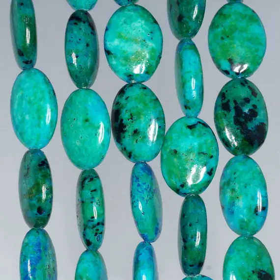 18x13mm  Chrysocolla Quantum Quattro Gemstone Oval Loose Beads 15.5 Inch Full Strand (90182630-a139)