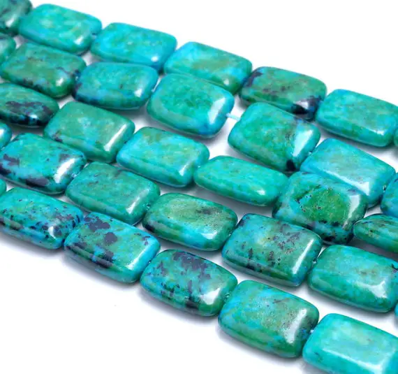 18x13mm  Chrysocolla Quantum Quattro Gemstone Rectangle Loose Beads 15.5 Inch Full Strand (90182633-a141)